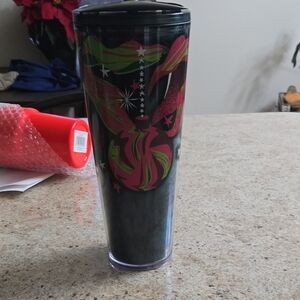 Starbucks Black and Pink Tumbler with Festive Design Venti Size